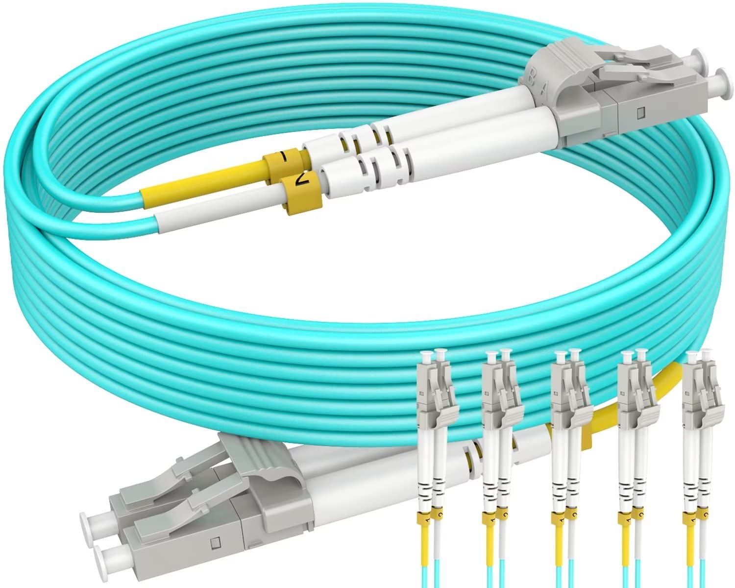 Fiber Patch Cable, Gigabit Fiber Optic Cables 10G with LC to LC Multimode OM3 Duplex 50/125 OFNP