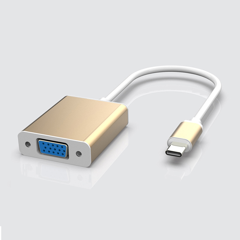 Full HD 1080P Type C USB to VGA 15Pin Cable Adapter USB-C 3.1 VGA 10Gbps Adaptor