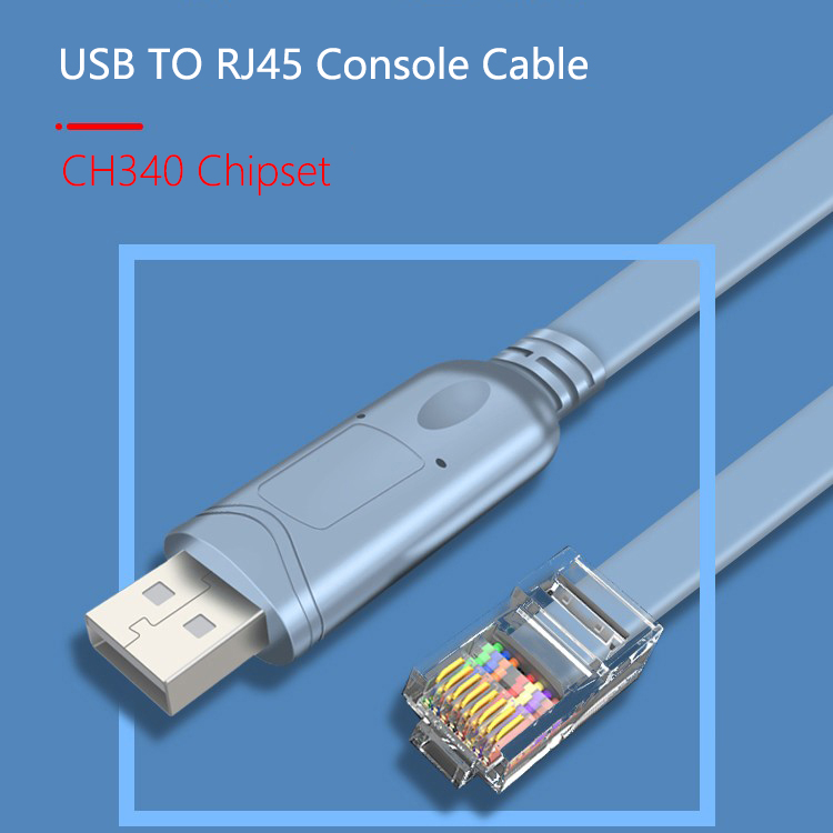 CH340 RS232 USB to RJ45 Rollover Console Cable