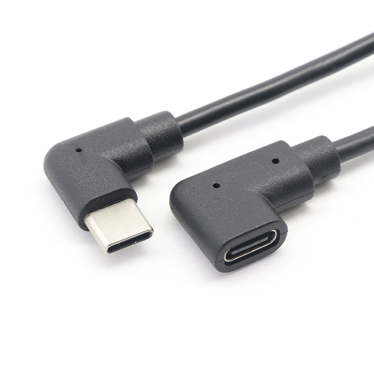 L shape 90 degree right angle usb type c male to female extension cable