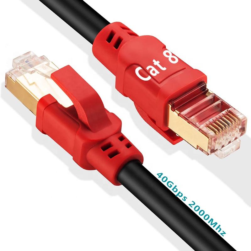 40Gbps Ethernet Cable Rj45 Cat 8 2000Mhz Braided Gold Internet Slim Lan Cable