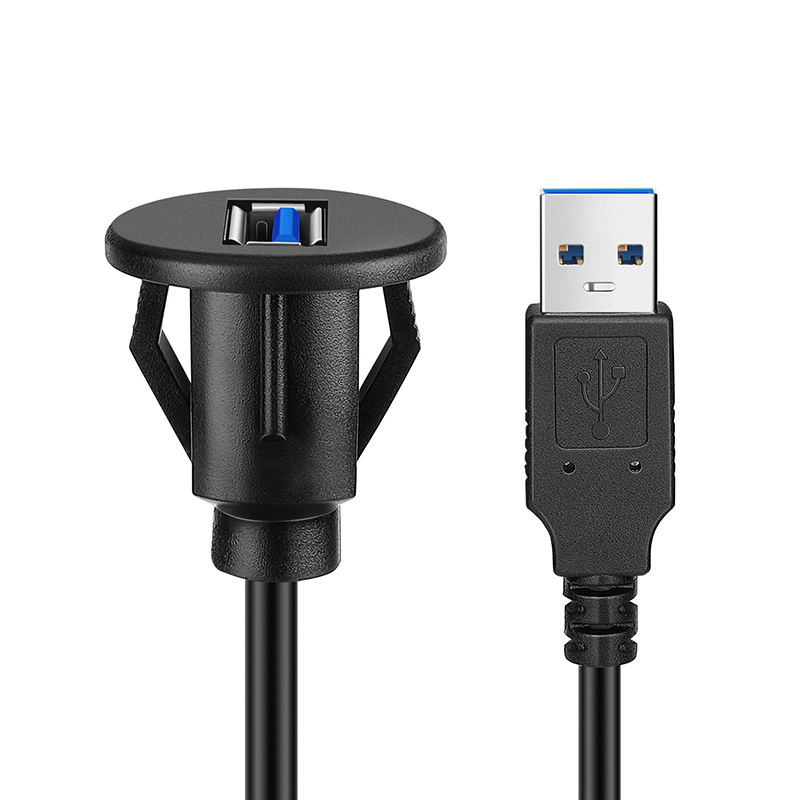 Waterproof USB A 3.0 Male To Female USB A 3.0 Car Flush Panel Mount Extension Cable