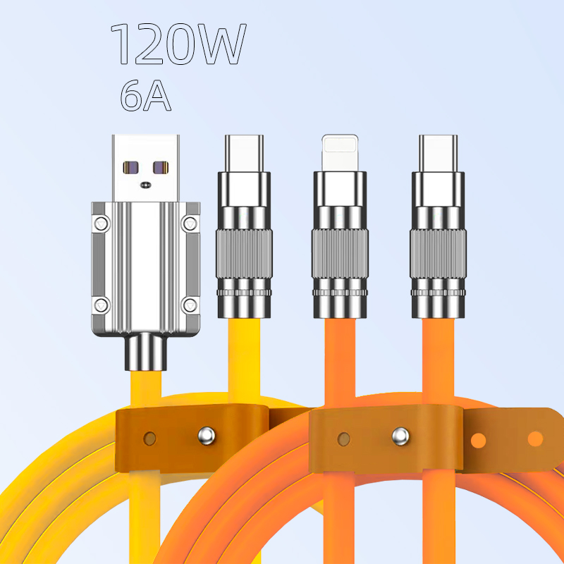 6A 120W travel Charge data cable Usb-C Micro Silicone Soft Pd Cable