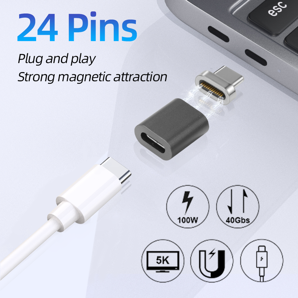Mini 24pins USB Type C Magnetic Adapter PD 100W Quick Charge 40Gbp/s