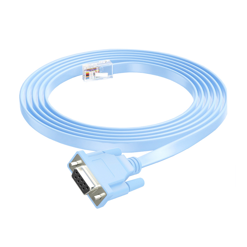 DB9P Console Cable RJ45 Connector Ethernet To RS232 DB9 Port Serial Routers Networking Cable For Cisco Switch Router Blue 1.8m