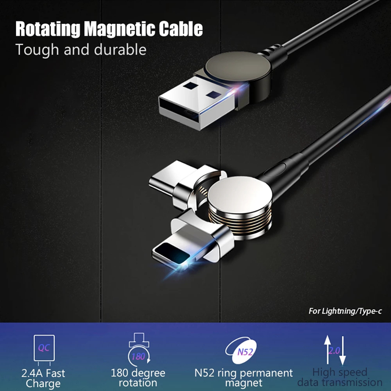 3 in 1 Rotatable Magnetic Data Syn Cable 180 degree