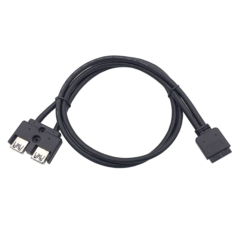 Motherboard 20pin to USB3.0 Dual Ports A Female connector cable cord 50cm
