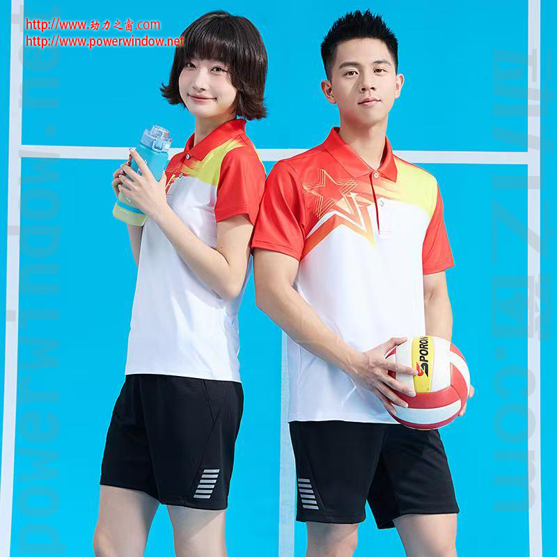 动力之窗2025时尚运动装休闲运动POLO衫男女翻领T恤速干羽毛球服套装透气乒乓球网球排球服定制队服比赛服团体服印字LOGO