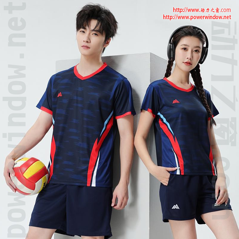 动力之窗2025夏季时尚新款排球服男女乒羽服速干透气短袖运动套装羽毛球服乒乓球服队服定制团体服DIY印字企业LOGO