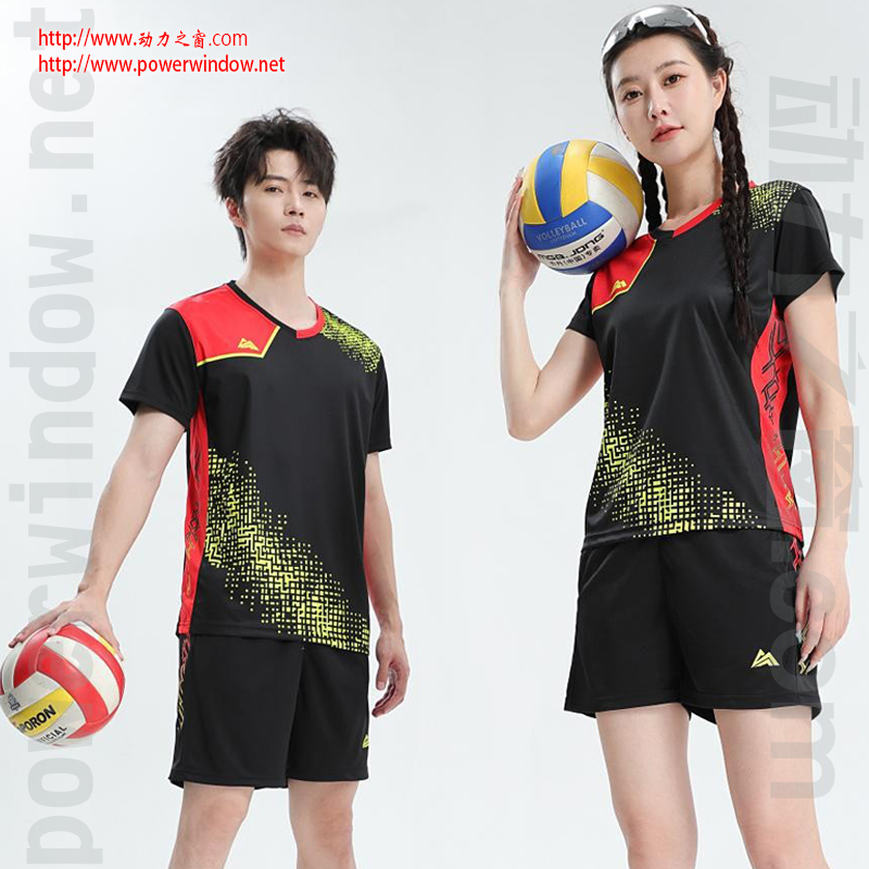 动力之窗2025夏季新款排球服男女短袖运动套装速干透气羽毛球服乒乓球服队服定制团体服印字LOGO