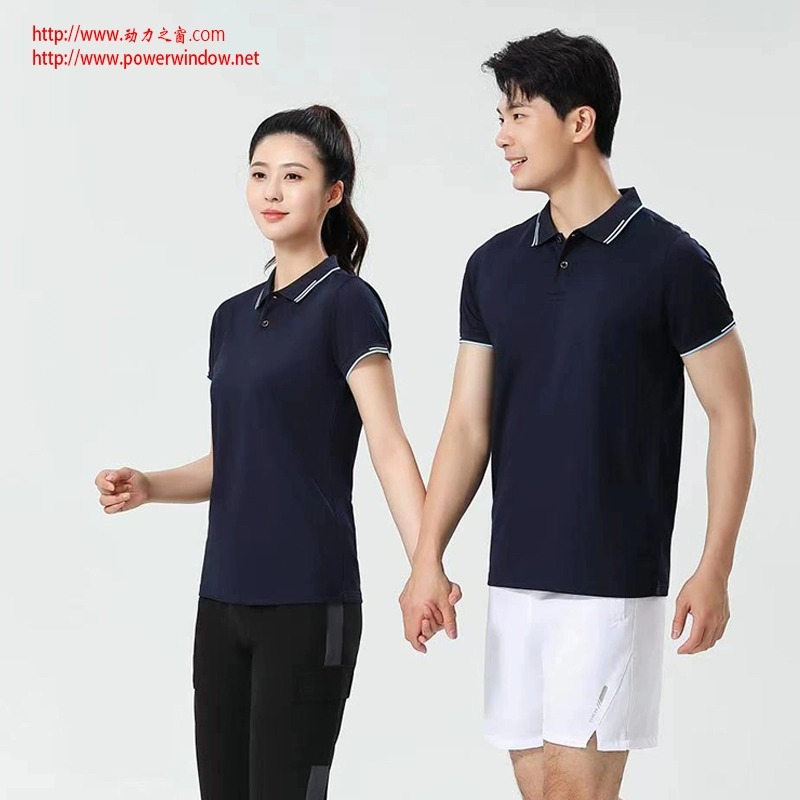 动力之窗简约透气吸湿运动POLO衫男女翻领短袖T恤定制团体服队服