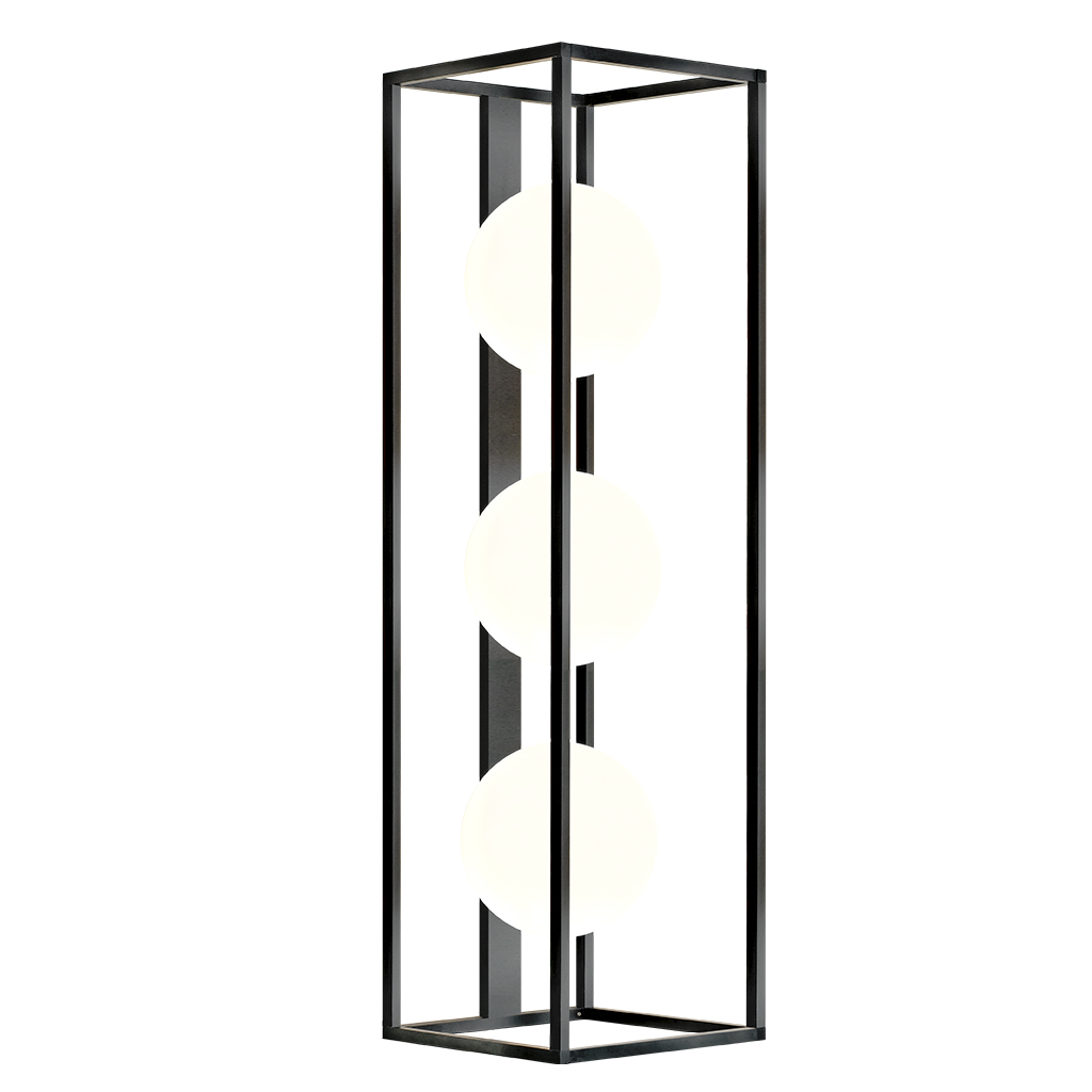 IP44 Aluminum Square Box Interior Decor Three Glass Ball LED Wall Sconce Ceiling Lamp 2213