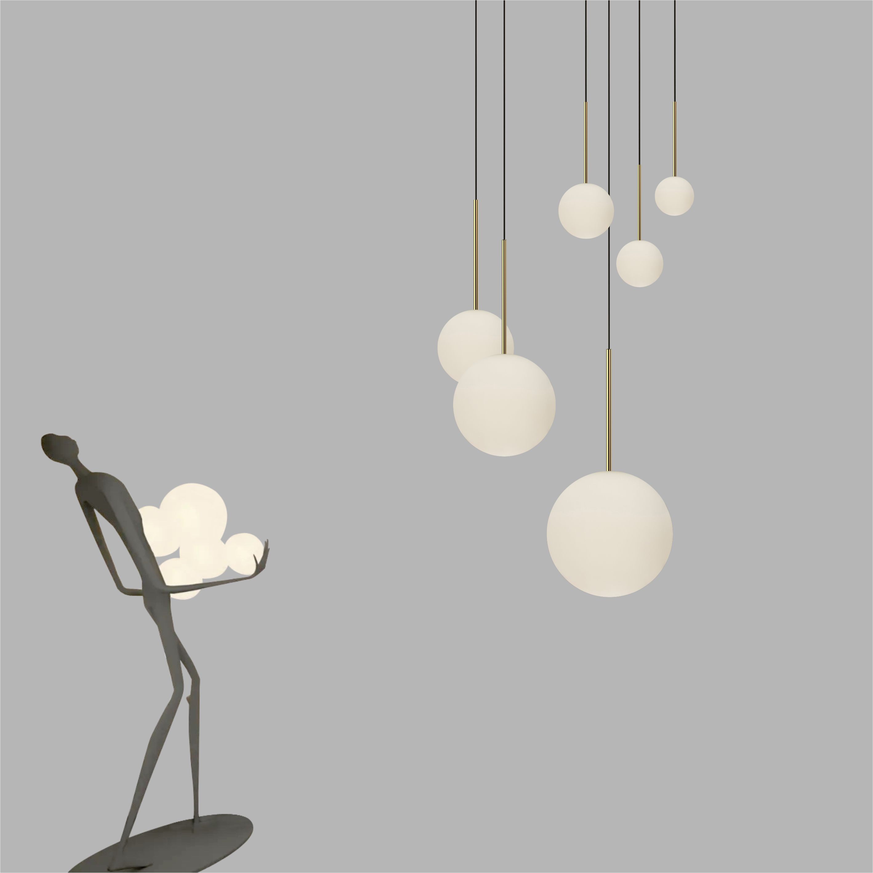 Elegant Milky White Round Glass Oval Glass LED Pendant Light For Interior Decor 2268