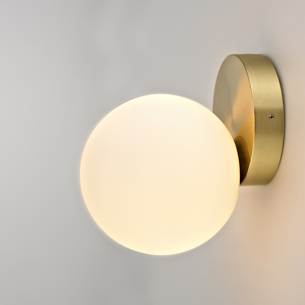 Aluminum Bronze Base And White Blown Glass Ball IP44 Waterproof LED Wall Lamp 2531