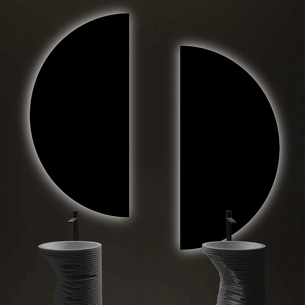 Hot Sell Wall Mounted Semicircular Vanity Mirror With Back Side Emitting For Bathroom 6660