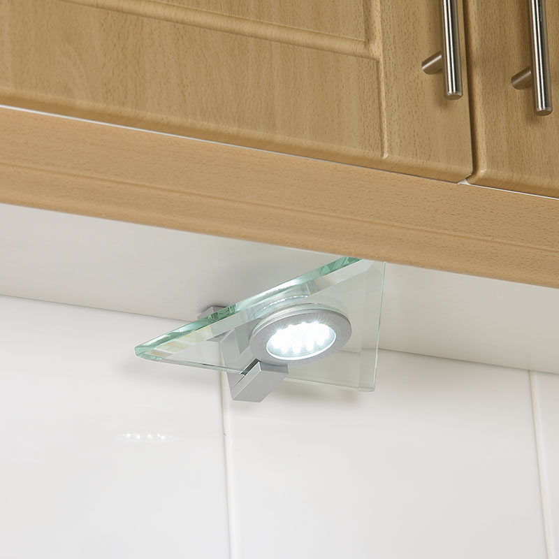 Surface Mounted 12V 3W Triangular Glass LED Kitchen Cabinet Light 6715