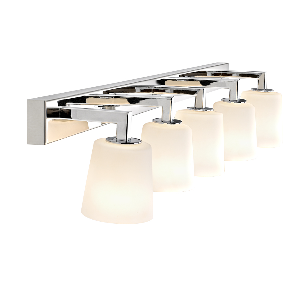 IP44 Cylinder Glass Shade 5-Head LED Bathroom Vanity Wall Lamp 6815