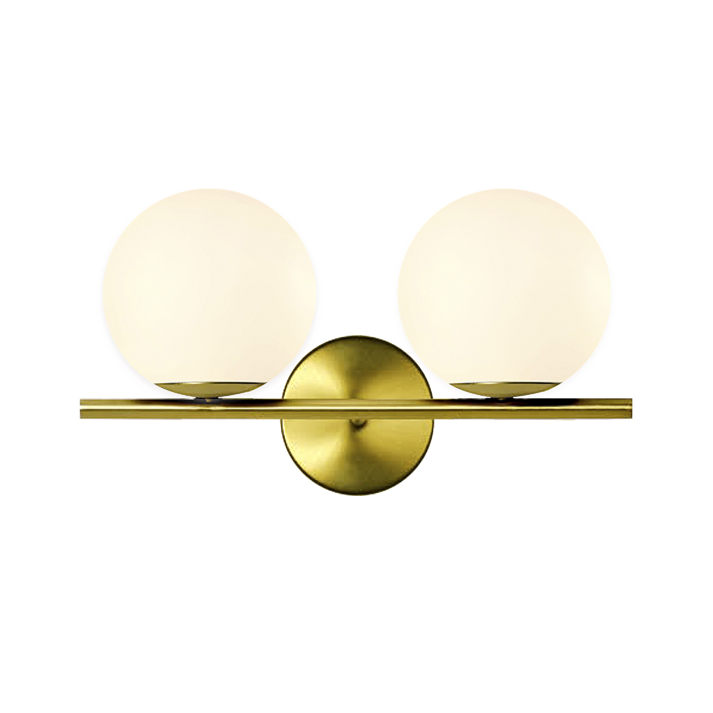 IP44 Antique Brass Double Round Glass Ball Wall Light 6839