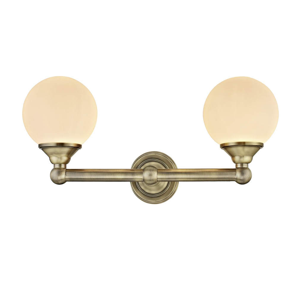 European Style IP44 Chrome Plated G9 LED Bathroom Wall Light With Two Glass Lampshades 6866