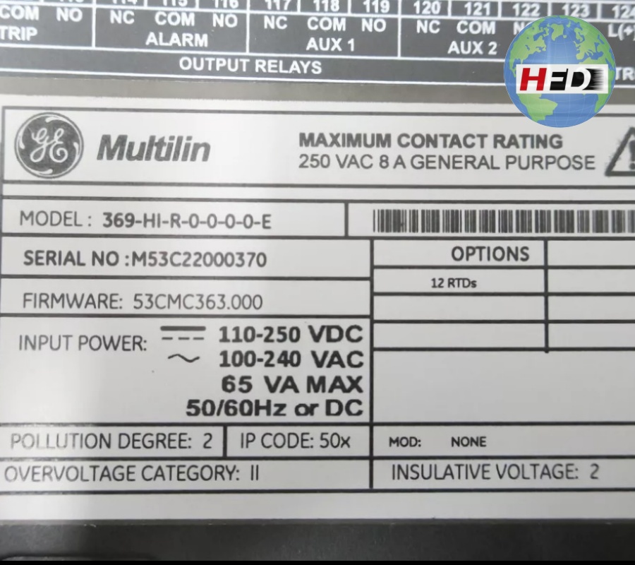 GE 369-HI-R-0-0-0-0-E Multilin 369电机管理继电器