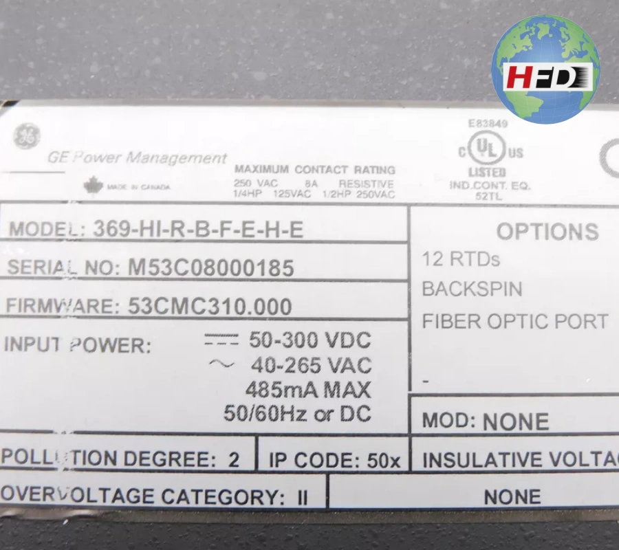 GE 369-HI-R-B-F-E-H-E 继电器
