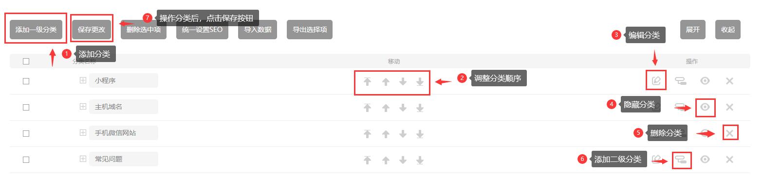 网站后台文章分类