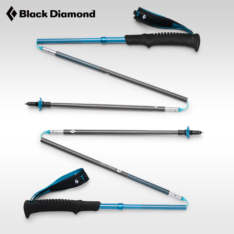 BlackDiamond黑钻登山杖碳素超轻折叠手杖登山徒步杖不可调112554