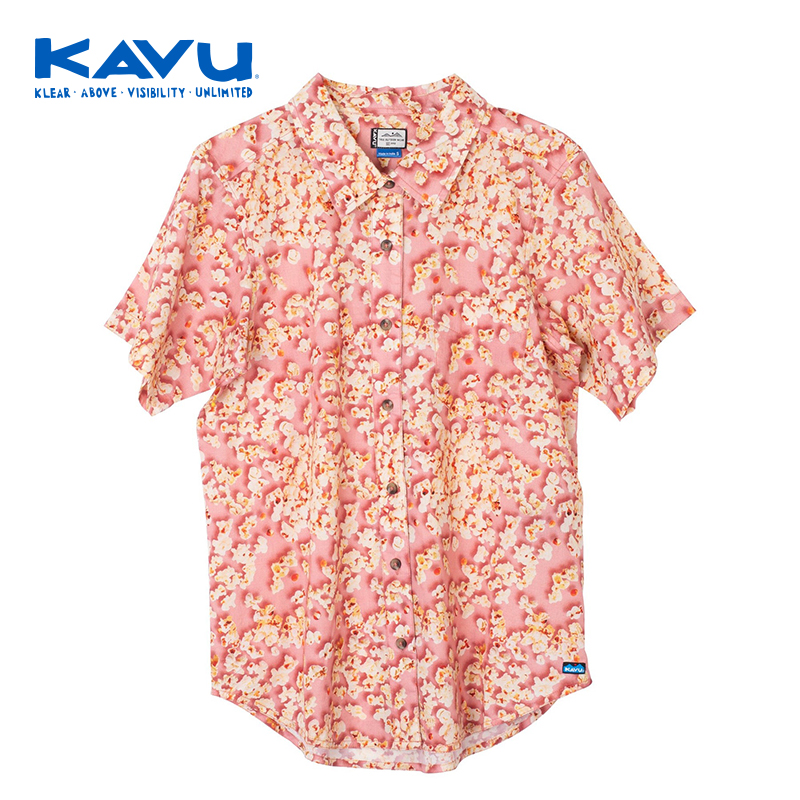KAVU2022夏季新款有机棉纽扣小碎花印花衬衫女短袖设计感小众2145
