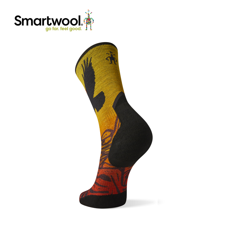 Smartwool 运动员联名款跑步功能 零减震乌鸦印花中筒袜羊毛袜1539