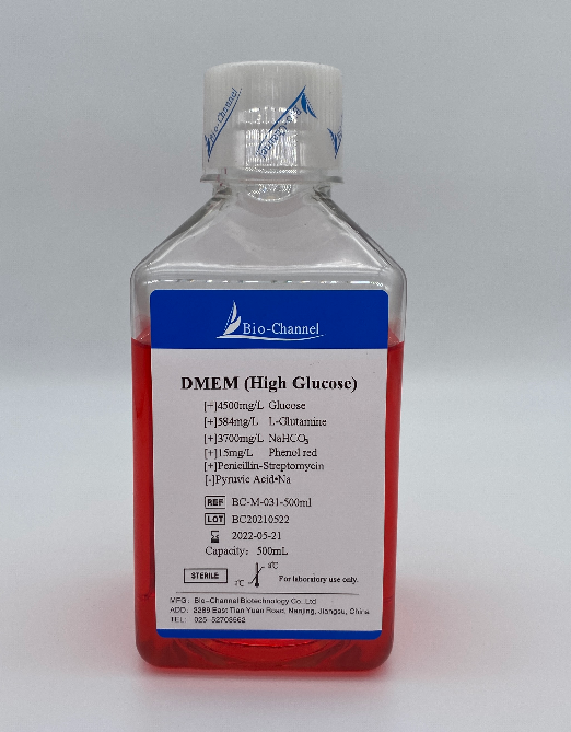 DMEM培養(yǎng)基(高糖,無(wú)丙酮酸鈉，含酚紅，含雙抗) BC-M-031-500ml