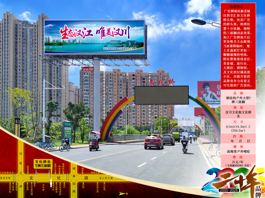 漢川文化街文化橋北T牌（三面翻）