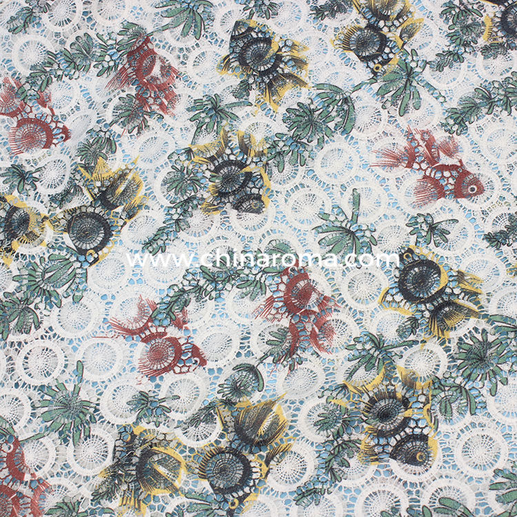 French Vogue printing Heavy Guipure Lace Fabric Design
