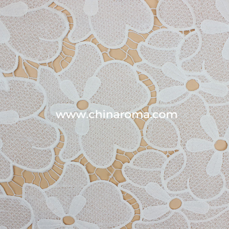 Big flower embroidery Eco-Friendly Water Soluble lace fabric for dress
