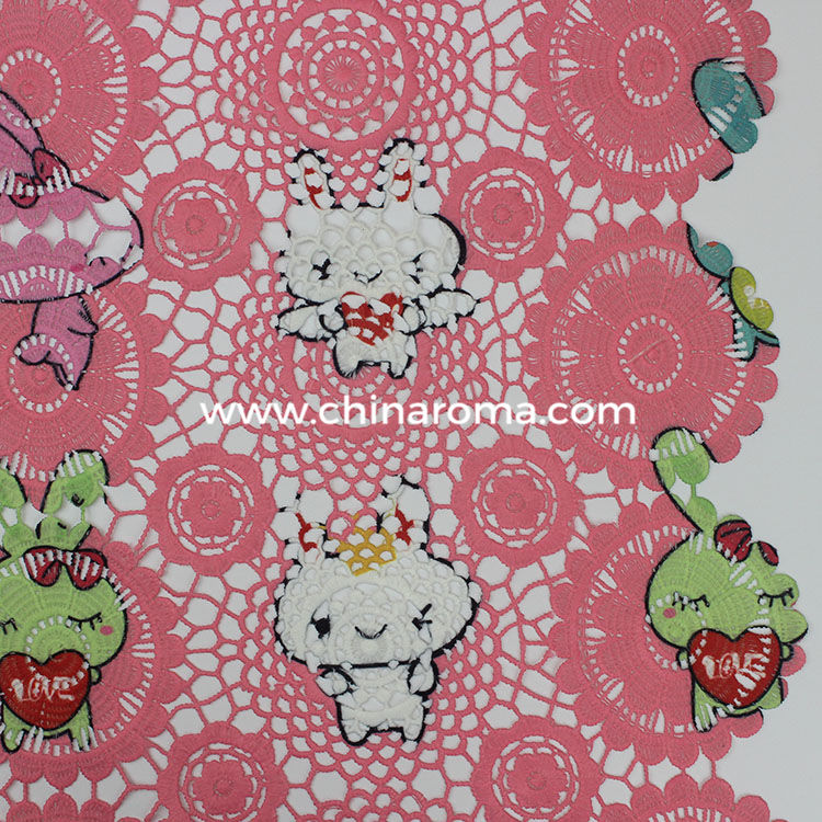 High quality multi-color lovely printed pattern guipure embroidery lace fabric