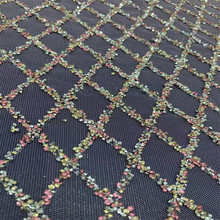 New fashion design colorful charming glittering fabric with stone for woman dress