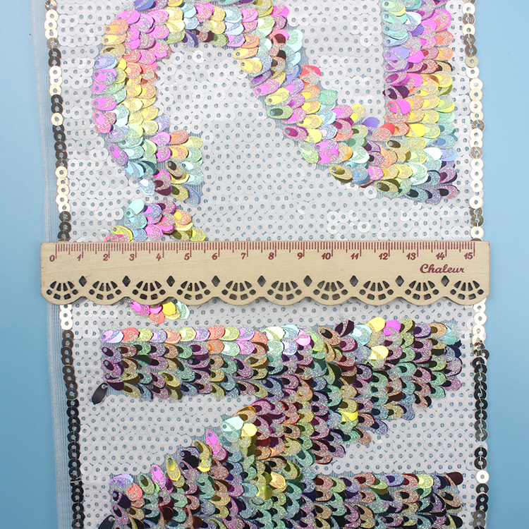 most fashion decoration and beaded sequin applique mesh embroidery fabric