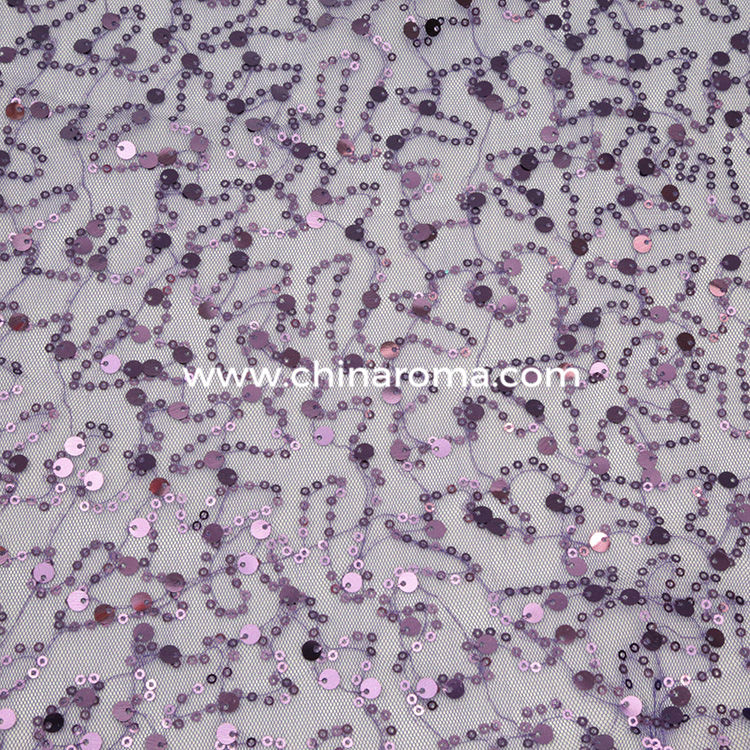 China cheap big and small size combine earthworm design sequins fabric