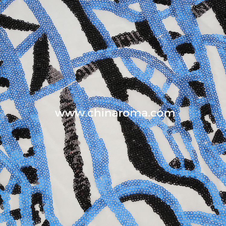 Sequin fabric on tulle mesh for bags material