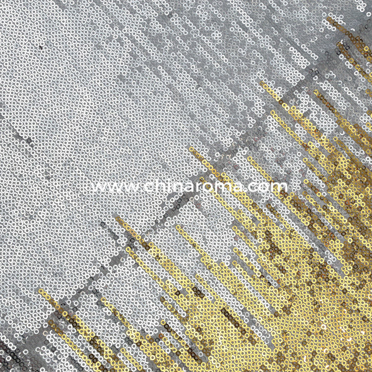 Positioning embroidery gradient colour sequins fabric