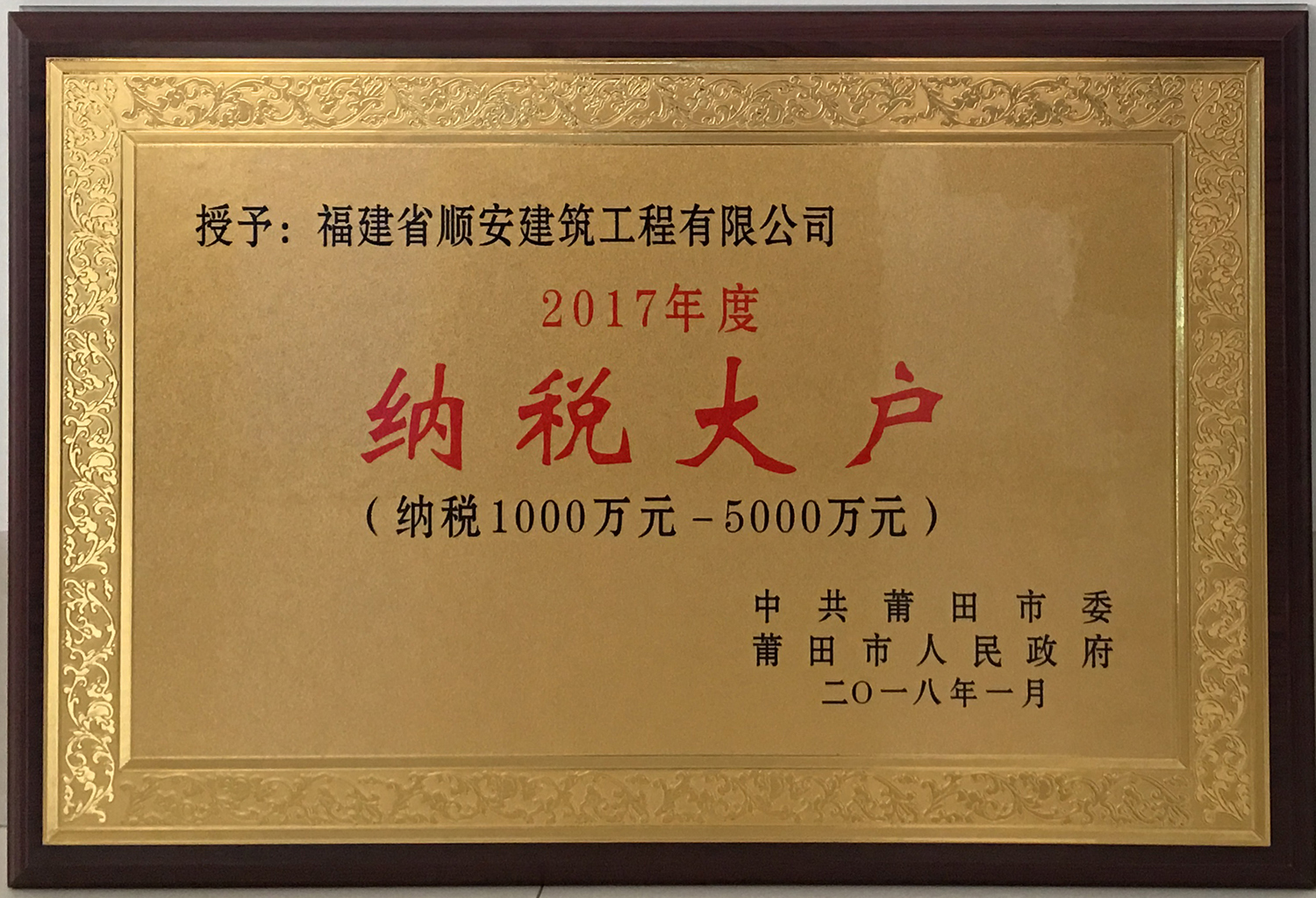 2017年度纳税大户