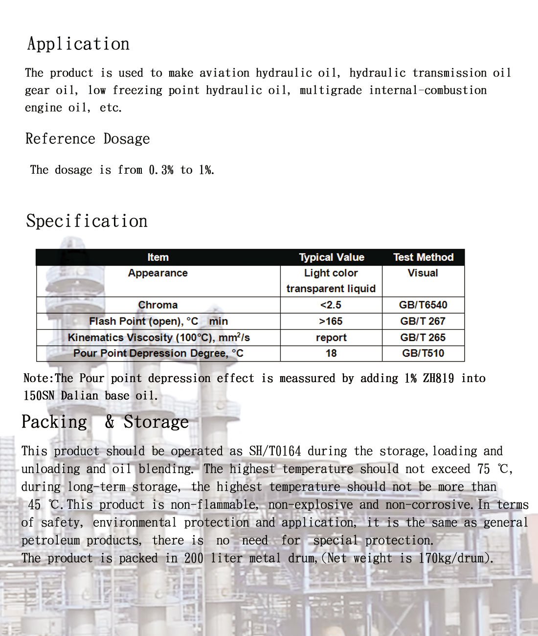 ZH819 PMA Polymethacrylate PPD
