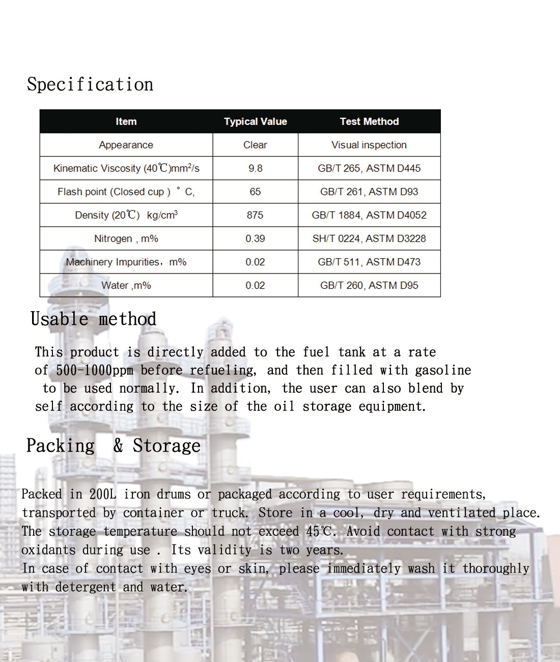 G1208 Gasoline Detergent Package