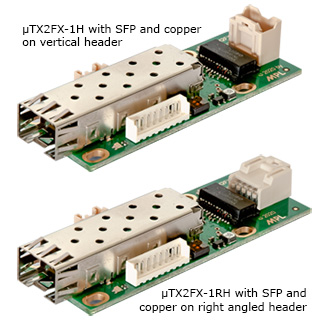 超紧凑型开放式以太网媒体转换器 铜缆到光纤-μTX2FX