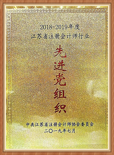 2018-2019年度江苏省注册会计师行业先进党组织