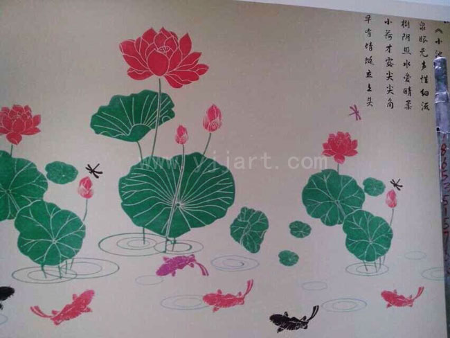 硅藻泥施工现场——壁画效果