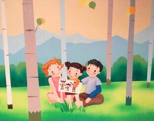 北京小学球场围墙壁画