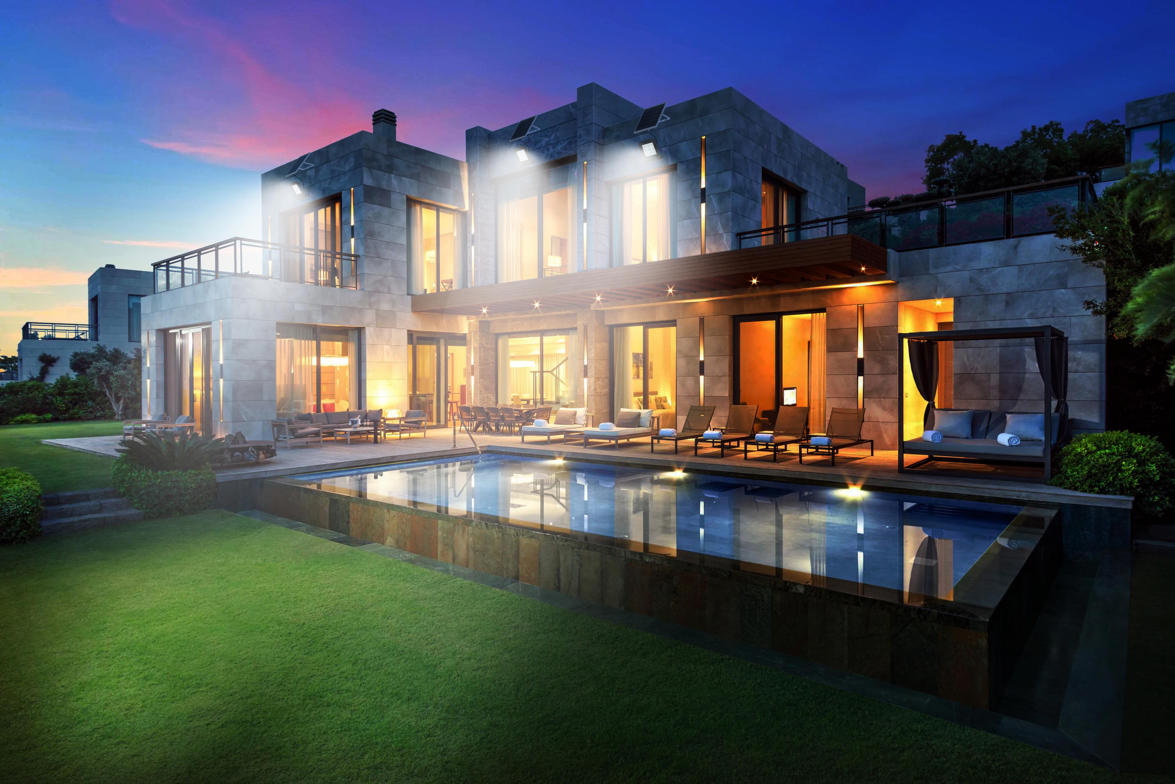 solar LED flood light for courtyard