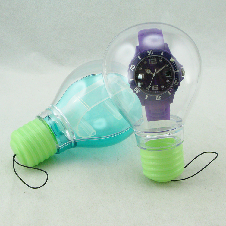 light bulb shaped plastic watch box