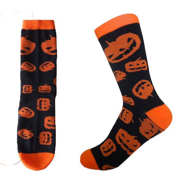 Fancy Colorful Halloween Pumpkin Crew Socks
