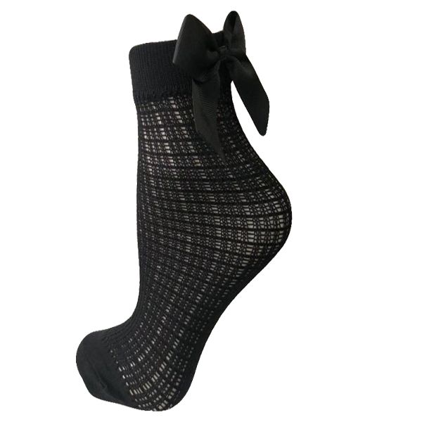 Fishnet Bowknot Heel Nylon Comforty Lady Socks